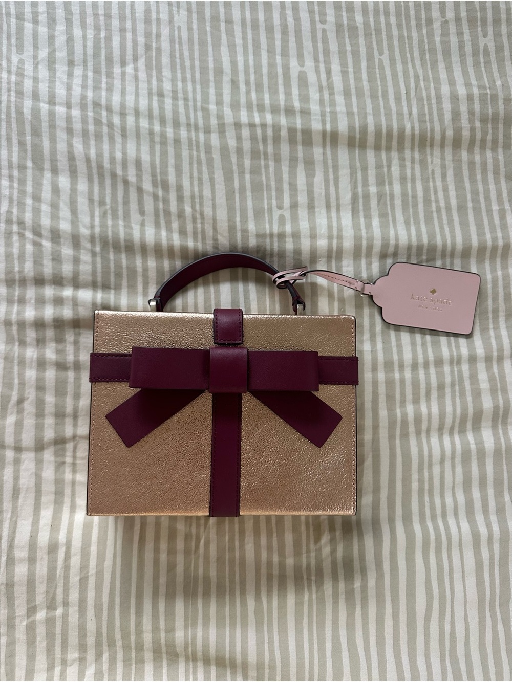 kate spade Gold Gift Box Bag with Bow